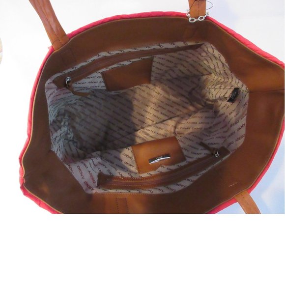 DKNY  Color Block Madison Leather Caramel Pink Tote Bag - Picture 5 of 7